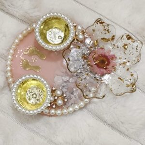 4 inch Resin Thali with white pearls