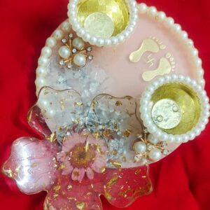 4 inch Resin Thali with white pearls