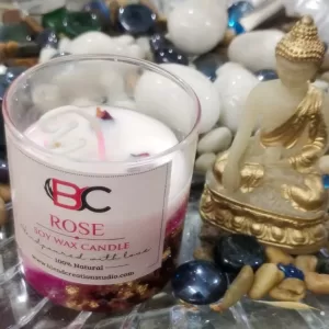 Rose & Gold Glitter Gel Soy Candle – Luxury in Every Glow